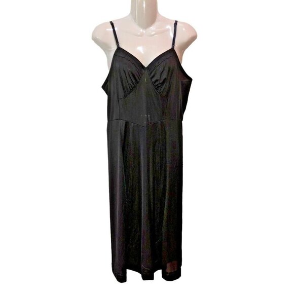 Vintage Aristocraft Size 40 12/14 Tall Black Strappy Slip Dress Union Made - Picture 1 of 8